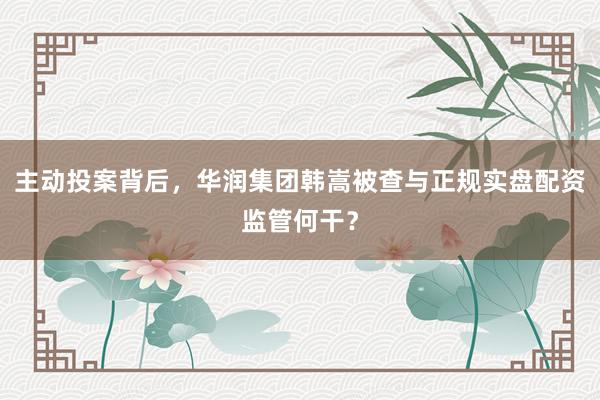 主动投案背后，华润集团韩嵩被查与正规实盘配资监管何干？