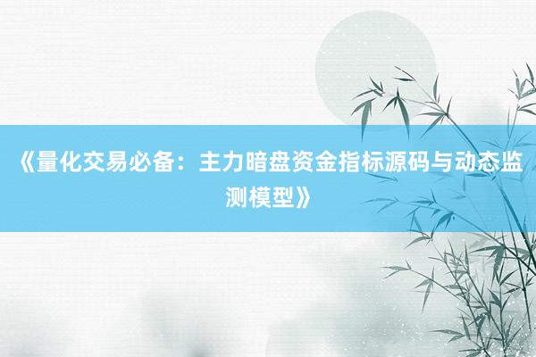 《量化交易必备：主力暗盘资金指标源码与动态监测模型》