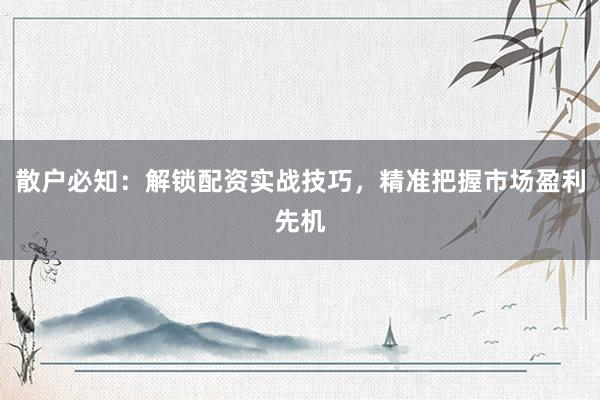 散户必知：解锁配资实战技巧，精准把握市场盈利先机