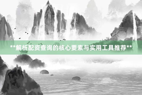 **解析配资查询的核心要素与实用工具推荐**