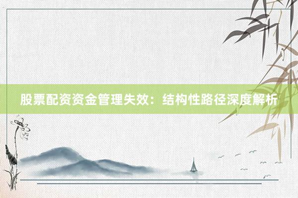 股票配资资金管理失效：结构性路径深度解析